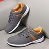 Men's Fashion Sneakers - Khaki Leather Comfortable Tennis Shoes Lace Up Large Thick Bottom Suitable for Daily Use Flat Shoes