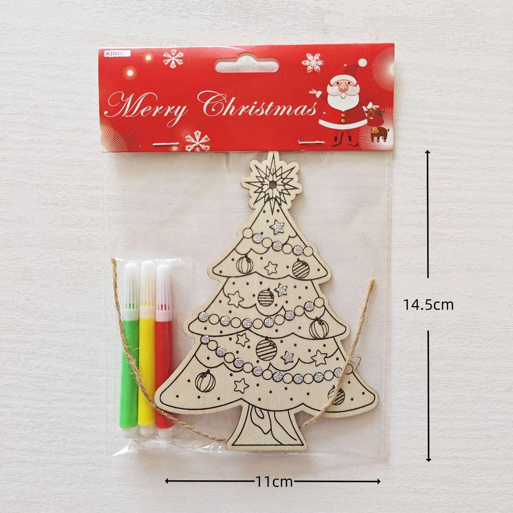 Christmas DIY Cartoon Wooden Easel: Creative Colorful Doodle Board Hanging Decoration