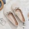 Perle Ein-Riemen Damen Schuhe flachsohlige Einzel Schuhe Damen runde Zehenpartie weiche Sohle 2025 neu Französische Mary Janes flacher Ausschnitt Mützenschuhe