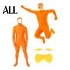 Lustiges Familienkostüm Gesicht Offen Halloween Kostüm, Unisex Ganzkörper Oranger Body mit Bart Langlebiger Cosplay Anzug Augenbrauen für Männer Frauen, Erwachsener
