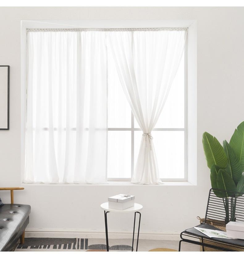 Zonder Boren Semi-Transparante Effen Witte Chiffon Gordijnen Zelfklevend Geweven Textuur Privacy Doorschijnende Gordijn voor Deur Raam Decoratie 1pc W50xH170cm wit