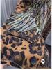 Extra Large Leopard Print Diamond Wing Jacket - Mid-Length, Loose Fit for Plus Size Women (200-300 Lbs)