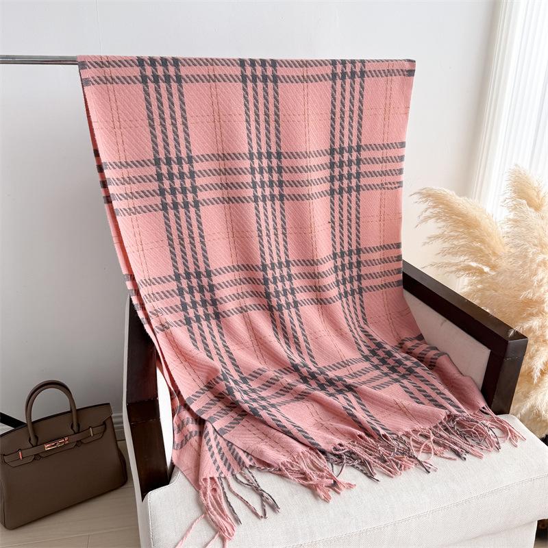 Houndstooth Scarf Men Women Autumn Winter Cashmere Scarves Wrap Student Fashion Thicken Warm Long Tassel Shawl Lady Bufanda