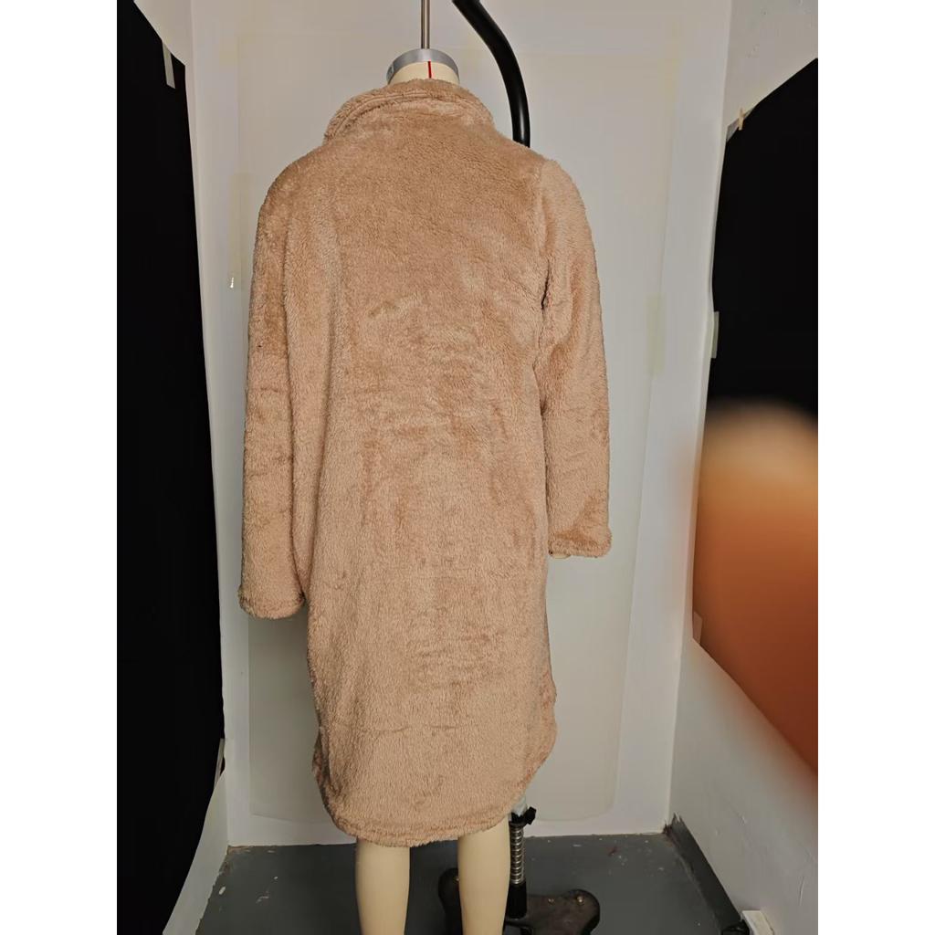 2025 Herbst Winter Damen Kunstpelzjacke, Reverskragen Plüsch Langarmmantel mit Thermofutter, Luxus-Stil Winteroberbekleidung für kaltes Wetter