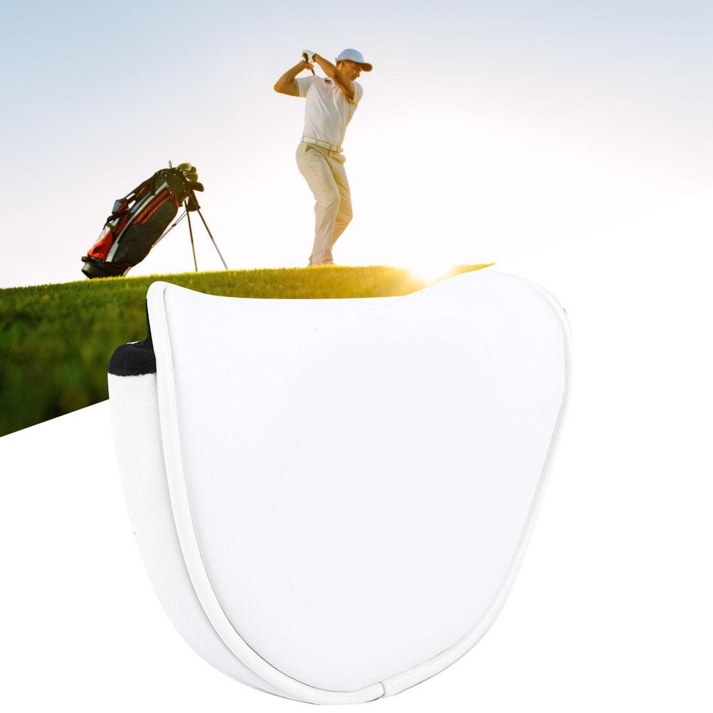 PU Leather Greeting Pine Semicircular Waterproof Magnetic Buckle Golf Putter Head Cover Club Headcovers AccessoryWhite