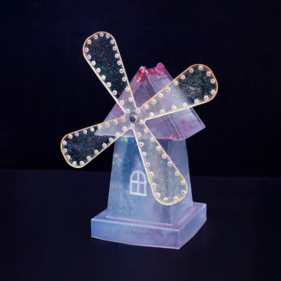 1 Sett DIY Vindmølle Ornament Silikonform Håndlaget Roterende Vindmølle Figur Skrivebordsdekorasjon Håndverk Laging Epoksyharpiks Støpeform