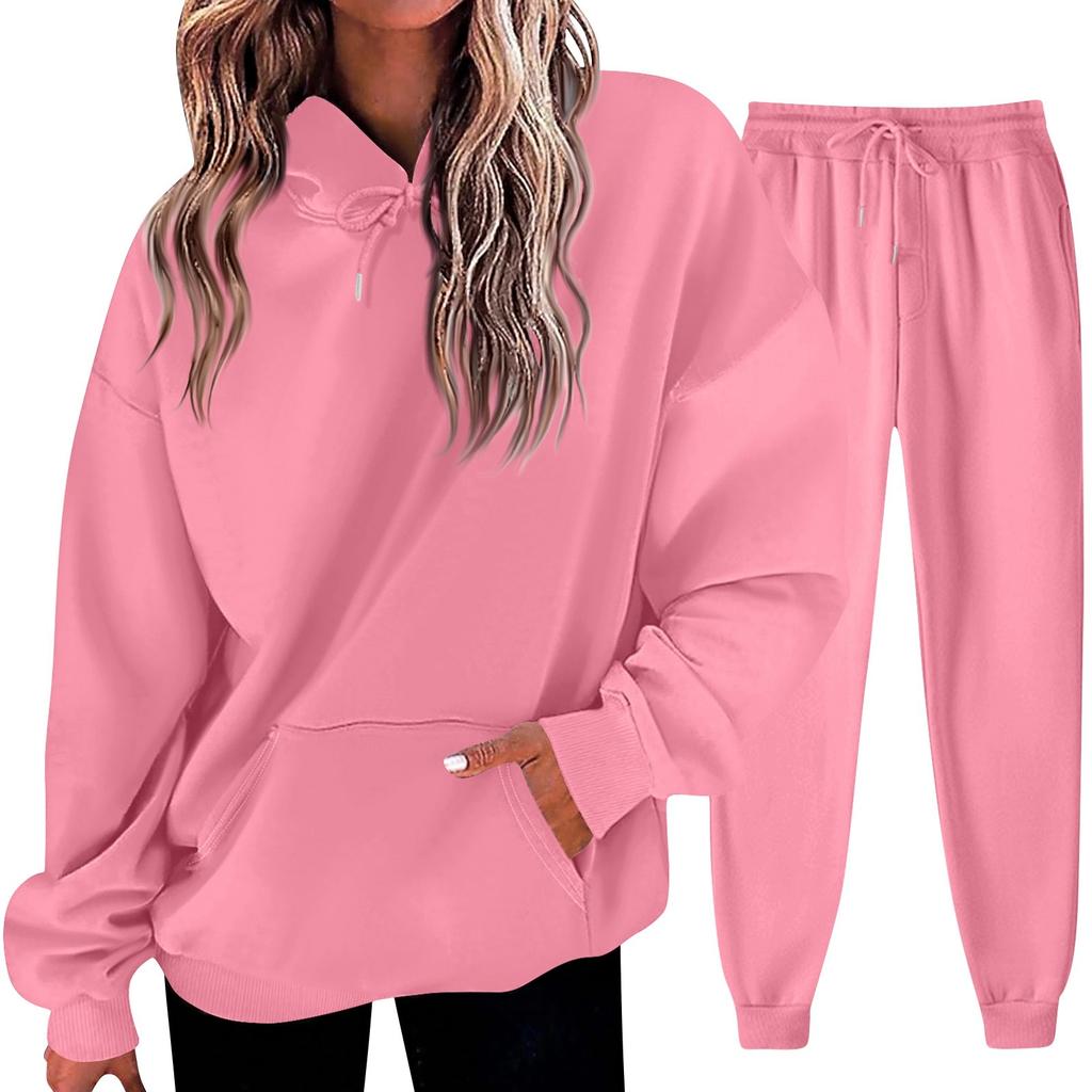 Women's Solid Color Sweatshirt Set (sweatshirt + Sweatpants)