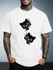 Unisex Summer Crew Neck T Shirt Double Cute Black Cat Scratch Silhouette Graphic Loose Short Sleeve Casual Streetwear Daily Tops