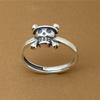 BOCAI New S925 Silver Skull Ring for Men and Women Retro Fine Silver Jewelry Hip-Hop Punk Cartoon Little Pirate