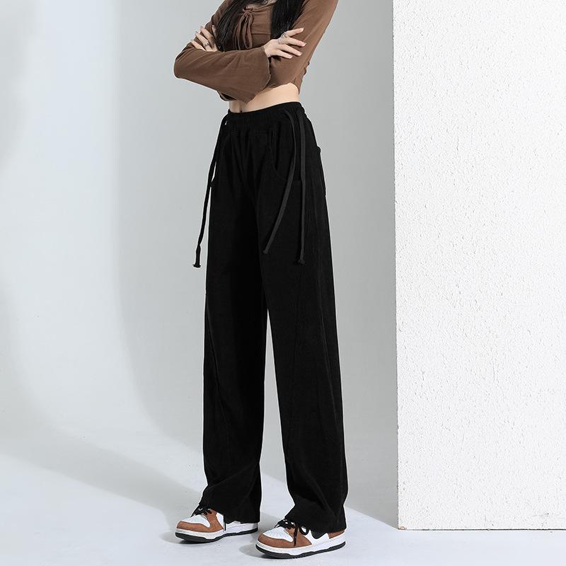 

Широкие брюки-бананы из шенилла, женские брюки, ранняя осень, новые брюки с драпировкой, осенние трикотажные прямые брюки XL