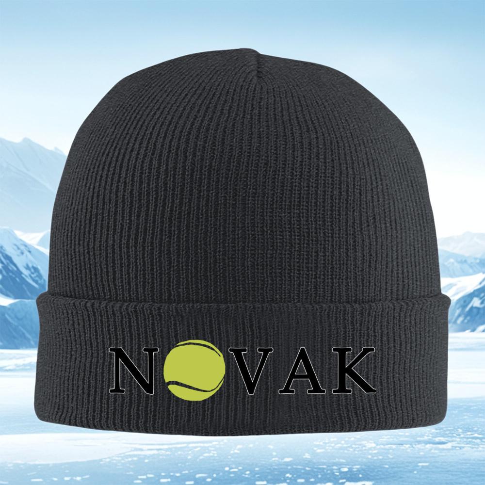 Tennis Ball,letters Name Black Background Design Men Women Unisex Knitted Hat Beanie Pullover Cap Winter Thermal Warm Christmas