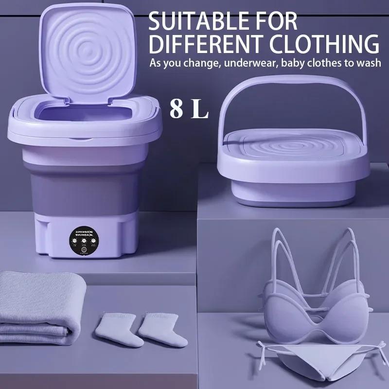 

8L Mini Portable Foldable Washing Machine with Spin Dryer for Socks Underwear Panties Household Use EU