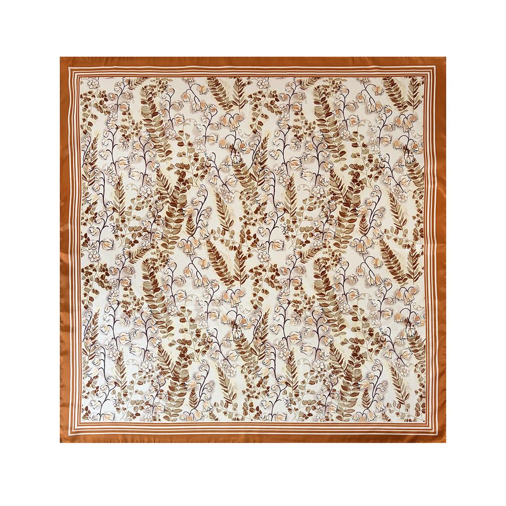90cm Large Square Scarf Silk Scarf Headband Flower Printing Scarf Scarf Satin Square Scarf for Women