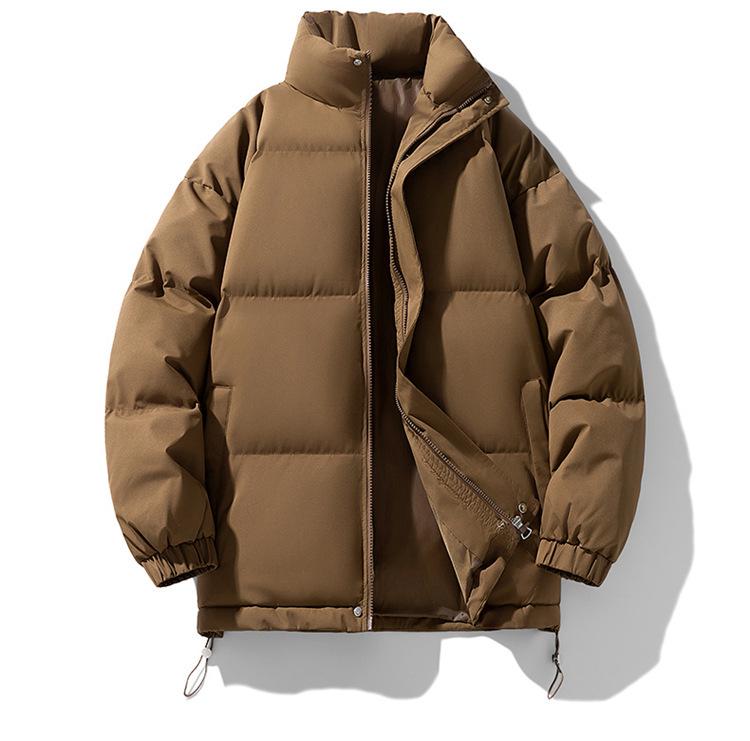 Herren Winter Stehkragen Baumwolljacke: Lockere, trendige, vielseitige Oberbekleidung für Paare - Einfarbiger Brotanzug