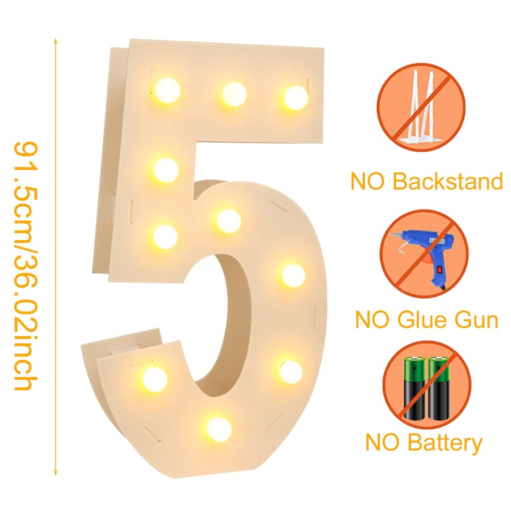 91,5CM Riesige LED-Zahlen-Lichtrahmen 1. Geburtstag Party Dekoration Kinder Hochzeit 30. 50. 60. Geburtstag Partyzubehör Babyparty