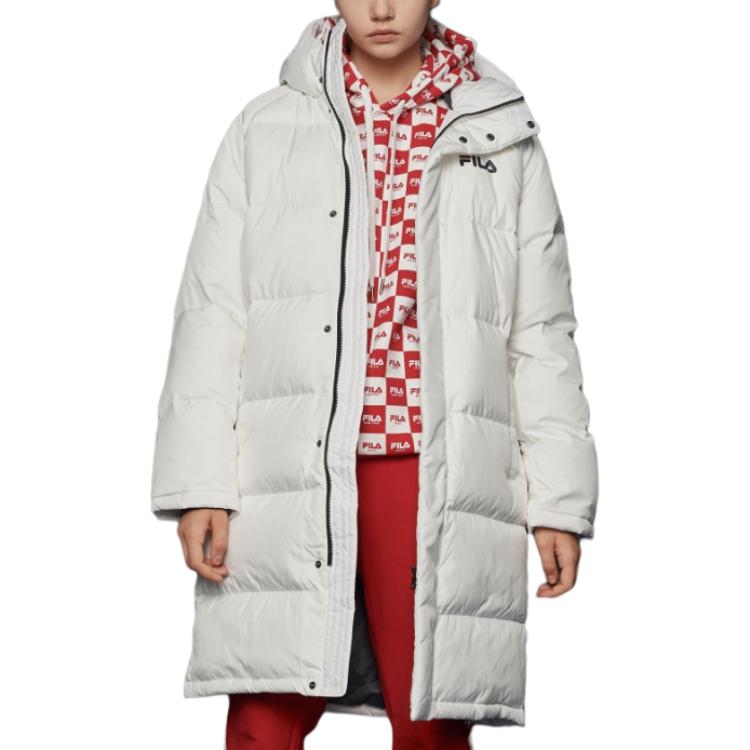 FILA Long Warm Hooded Down Jacket Unisex outerwear White FS2DJC4002X-OWH