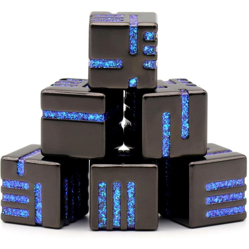 D6 Metal Dice Set, 6 Sided Dice 6 Pieces Solid Metal Game Dice for DND Role Playing Game RPG Pathfinder Shadowrun Warhammer D&D Accessories Gift