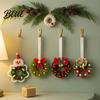 Holiday Door Decoration Handmade Pipe Cleaner Christmas Wreath Ornament Chenille Stems Mini Bow Bell Crafts with Bells for Window Fireplace