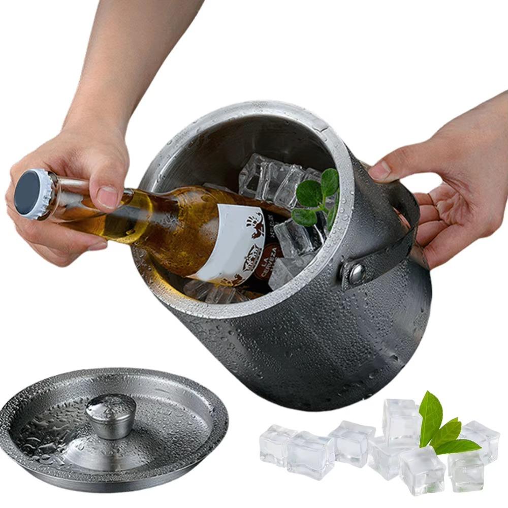 1.4/2/3 L Beer Cooler Bucket Stainless Steel Chilling Beer Container Insulated Ice Bucket  Camping