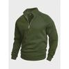 Men S Zip Stand Collar Fleece Sweatshirt Loose Solid Color Outdoor Casual Jacket