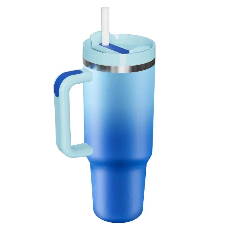 Vaso con asa de 1200ml y 40oz, botella de agua de acero inoxidable, termo al vacío, taza de café para coche de viaje de gran capacidad