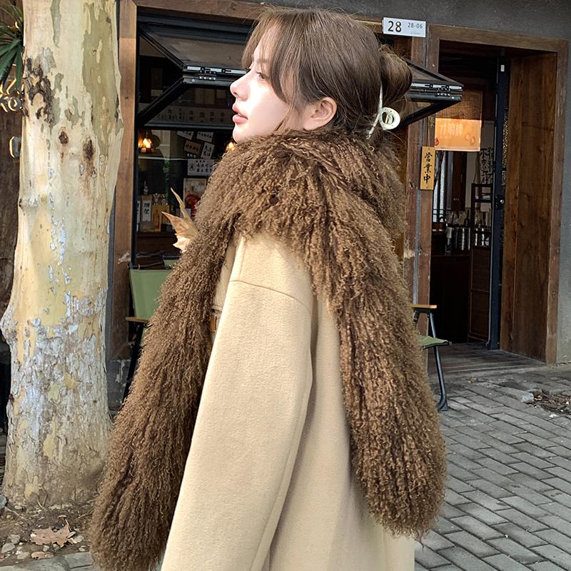 High Quality Winter Double-face Faux Fur Fluffy Wool Chunky Long Scarf for Women Stylish