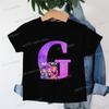 Clothes Child Girl KPop Demon Hunters Letters T-shirt for Children Cartoon Girls Boys Cotton Tee A-Z 26 Alphabet Kids Clothes