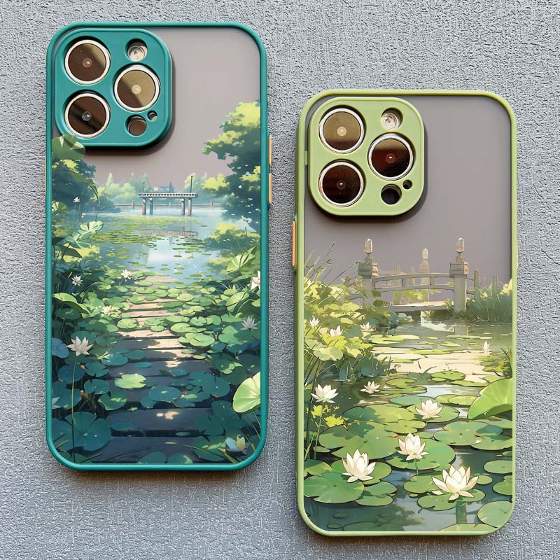 Summer Lotus Flower Phone Case For iPhone 16 15 Pro Max Case For iPhone 11 14 12 13 Pro Max Mini 7 8 15 Plus XS X XR Back Cover