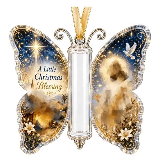 Weihnachtsbaum-Hänge-Dekoration Bargeld-Geschenk-Schmuckstück, Acryl-Schmetterling Geldhalter mit Eingebaut?in Ornament für durchsichtiges Fach, Weihnachtsbaum,