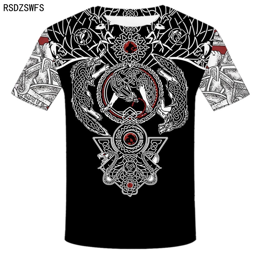 2020 Neue Mode für Männer Hoodies 3D-Druck Viking Tattoo T-Shirt T-Shirts Shorts Ärmel Bekleidung Unisex nordischen Cosplay lustige Streetwear