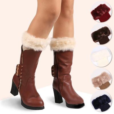 Inverno Feminino Senhoras Malha Bota Punhos Pele Malha Toppers Bota Meias Aquecedores de Pernas