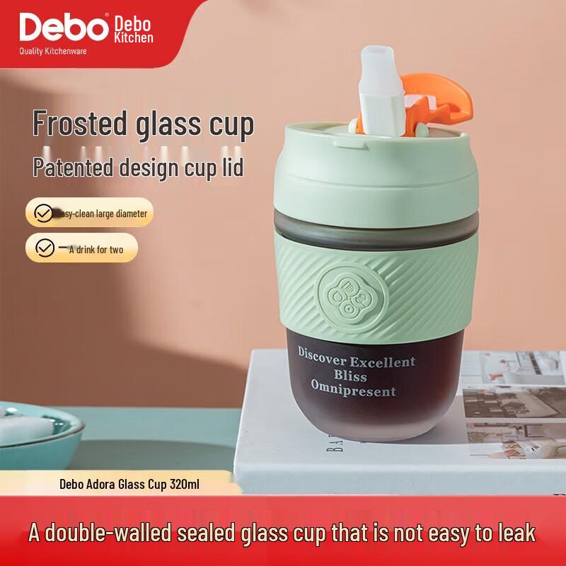 Debo Aiduola Frosted Glass Straw Tumbler, 320ml