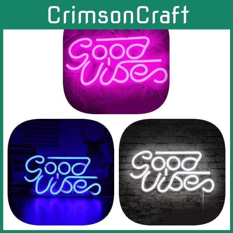 Good Vibes Neon Sign Led Word Usb Light Acrylic Lamp Bedroom Bar Decor Party