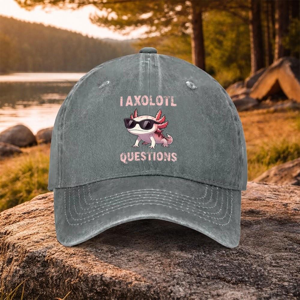 Cool Mexican Axolotl Print Washed Baseball Cap Unisex Casual Outdoor Sun Hat