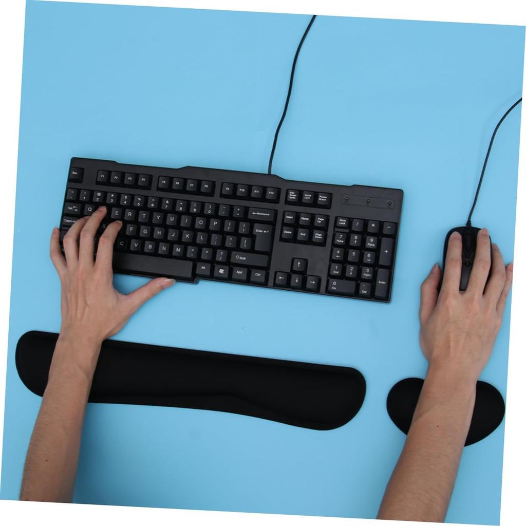Ergonomic Wrist Rest Pad Mouse Pad Set 2 Pack Memory Foam Comfortable Keyboard Mouse Support Non-Slip Bottom