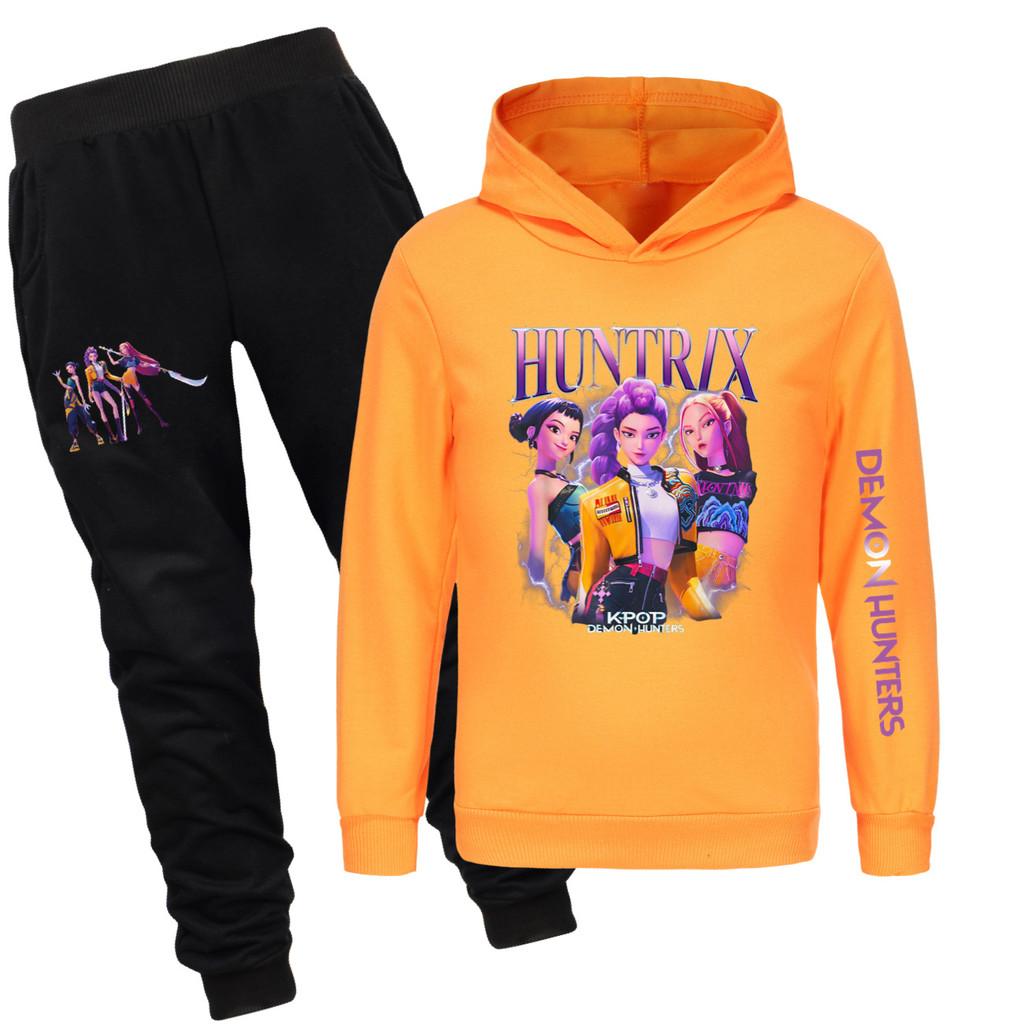 

4992x Kids Girls Rumi Zoey Mira Print Hoodies Pants Trouser Clothes Set 160cm оранжевый