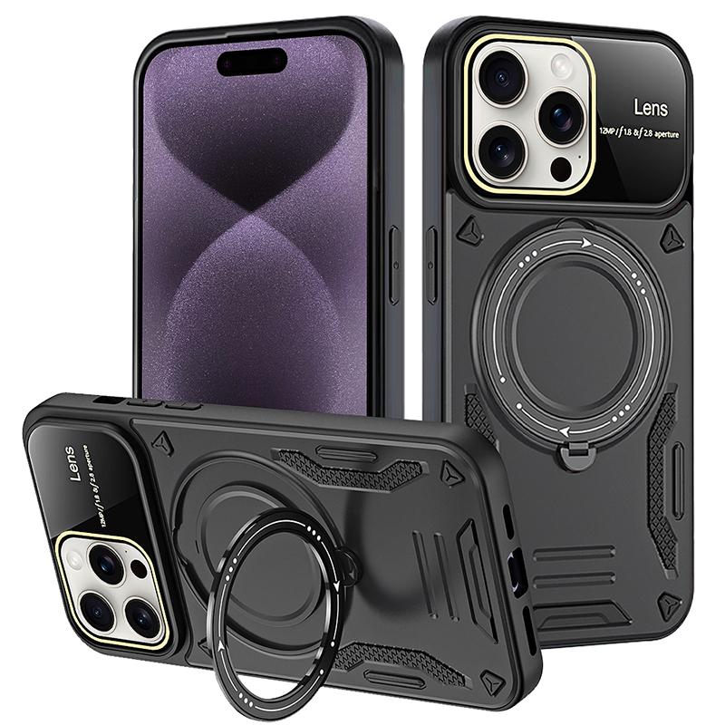 Pro iPhone 16 Luxusní magnetické pouzdra se stojánkem Pro iPhone 16 Pro Max Pancéřové Nárazuvzdorné Měkké Nárazníky Tvrdý Kryt proti pádu Capa 16 Plus