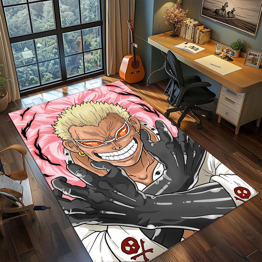 Doflamingo Smile Logo & Sunglasses Rug Carpet Large Area Rug Non Slip Washable Floor Mat Gamer Room Bedroom Home Decor
