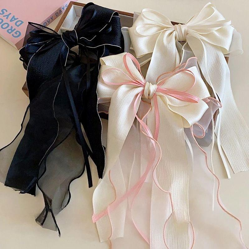 Streamer Bow Hair Clip Women Sweet Half-tie Hair Spring Clip Versatile Fashion Hair Accessories