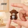 Stress Relief Craft DIY Highland Cow Beading Kit, Cute 3D Bead Pendant Handmade Ornaments with Colorful Beads And Instructions, Beadwork Kit