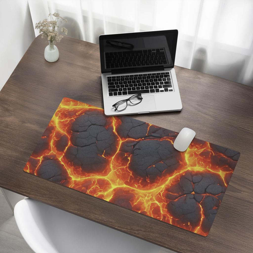 Gaming Protective Mat for Keyboard and Mouse Lava Cracks 90X45 Cm