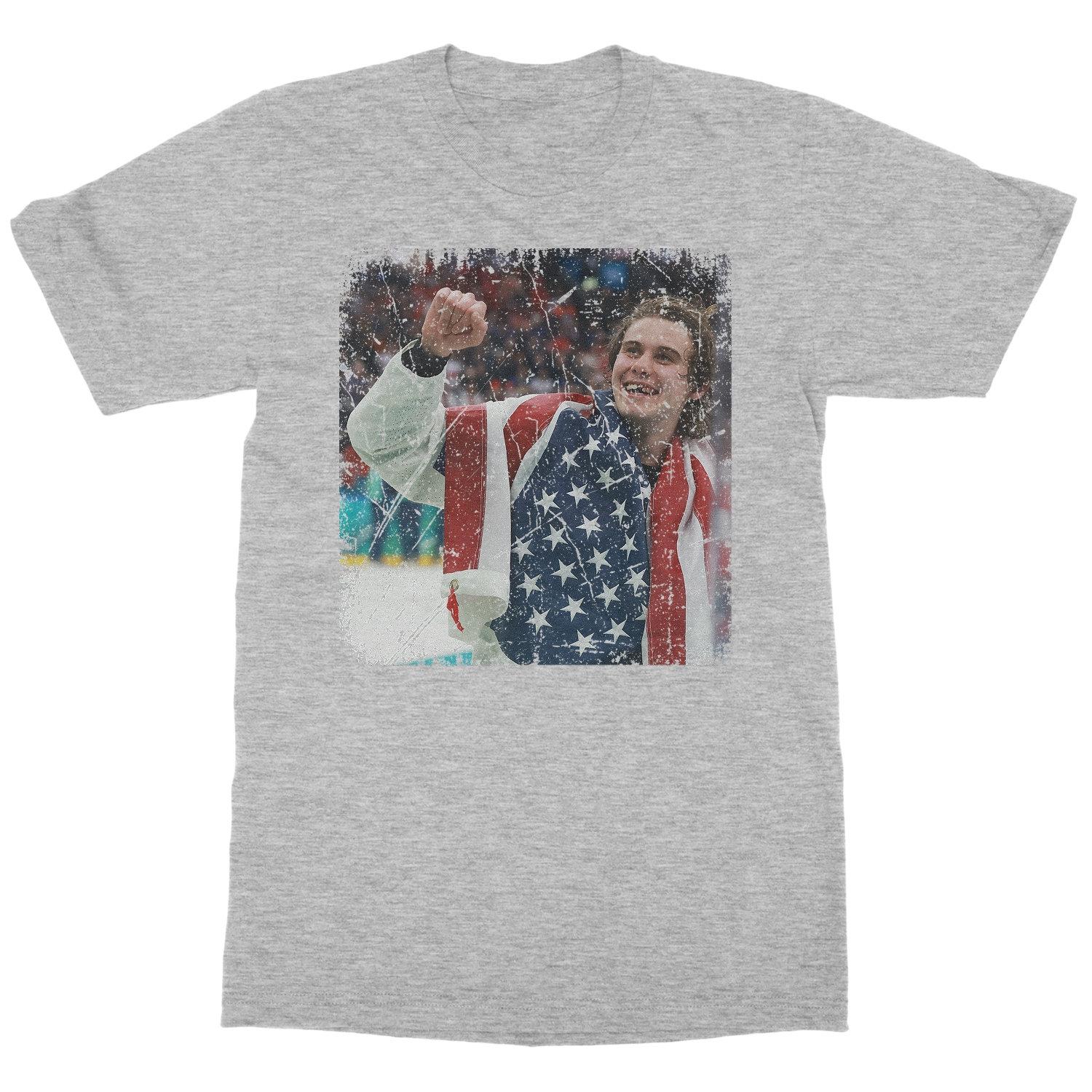 Jack Hughes USA Flag Graphic Gold Medal Hockey Team Unisex T-Shirt XXL