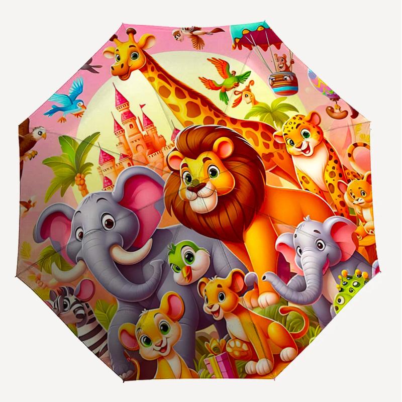 1PC Animal Castle Umbrella-8-Rib Reinforced, Automatic Open, Lightweight & Durable, Fashion Accessory for Outdoor, H0329