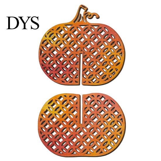 Orange Gradient Wooden Crafts Thanksgiving Pumpkin Decor, Vintage Striped Hollow Carved Ornament Indoor Fireplace Desktop Decor for Home Party, Rustic