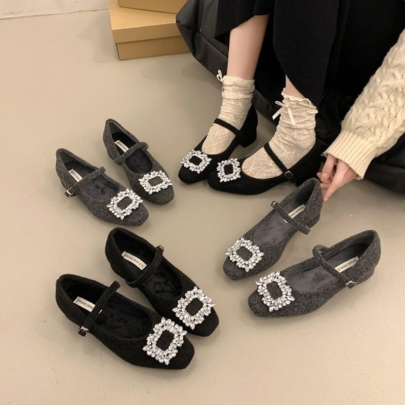 Women's Shoes: High Heels with Fleece, Shallow Opening, Chunky Single Shoes