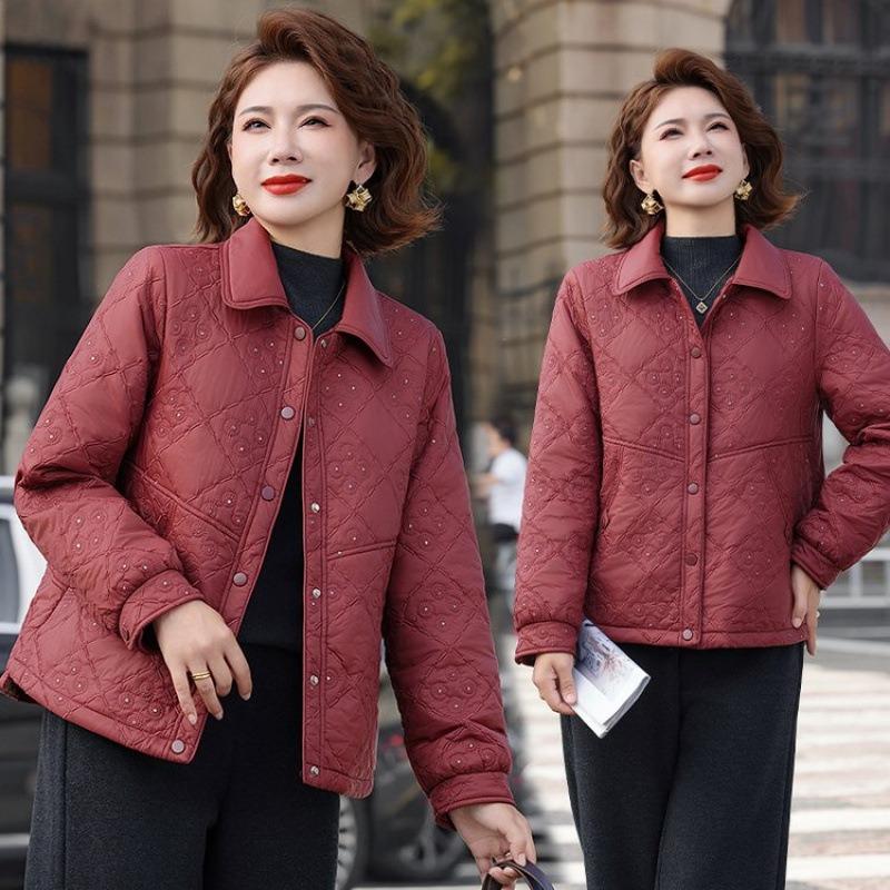 Winter Padded Jacket Large Size Light and Thin Padded Jacket Warm New Middle-aged and Old Women Autumn and Winter Warm Padded Jacket