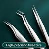 Stainless Steel High-Precision Grafting Eyelash Tweezers with Golden Feathers - Professional Makeup Tool for Synthetic Hair