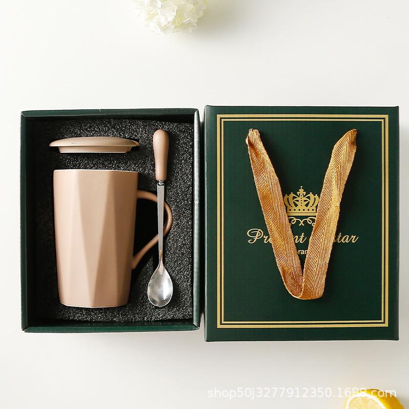 Yiran Toy 1 Girls Souvenirs Simple Mug With Lid Spoon Household Water Cup High Precision Ceramic Cup Company Event Gift