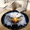 Eagle Head Print Plush Round Rug-Non-Slip,Soft Polyester Carpet for Bedroom&Living Room Decor