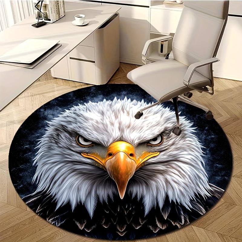Eagle Head Print Plush Round Rug-Non-Slip,Soft Polyester Carpet for Bedroom&Living Room Decor